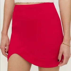 NWT Reformation Penny Mini Skirt in Lipstick Red Size 0